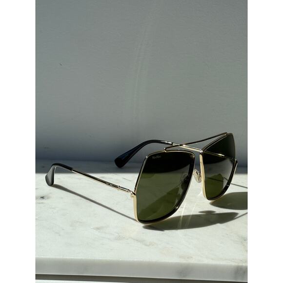 NEW Max Mara MM0006/S Oversized Sunglasses in Gold Green - Picture 3 of 6